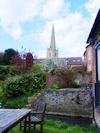 View from the garden to the church